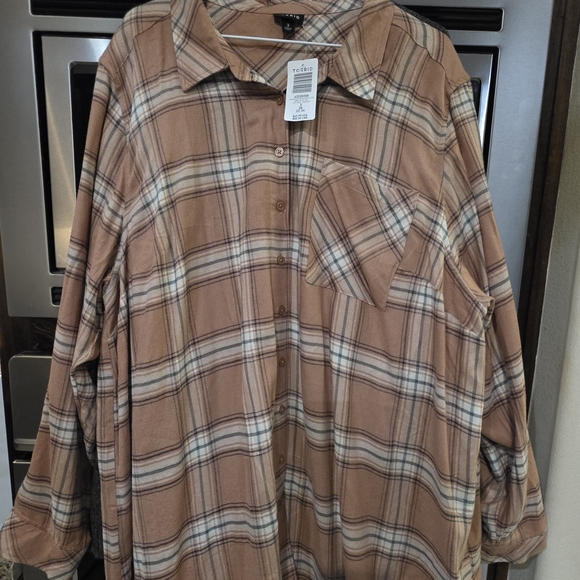 Torrid Tan Plaid Shirt New With Tags - Picture 4 of 8